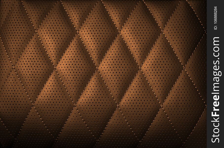 Perforated leather texture background for design, Dark red. illustration. Texture, color, artificial leather with stitching