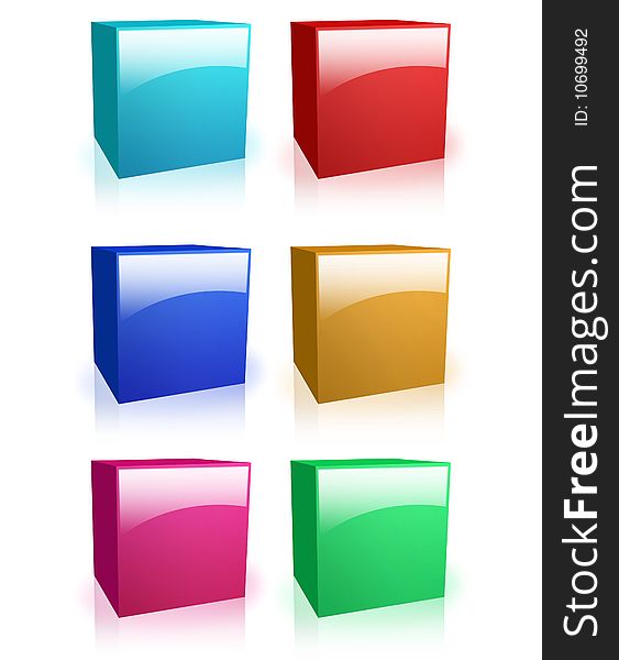 Colorful box collection isolated on white background. Colorful box collection isolated on white background