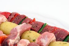 Turkish Beef, Lamb, And Pork Kebabs With Potato On Skewers Stock Photography Turkish Beef, Lamb, And Pork Kebabs With Potato On Skewers Stock Photography