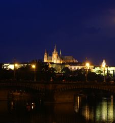 Prague Castle At Night Royalty Free Stock Photo