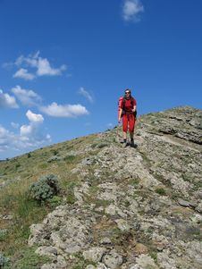 Girl Are Going Along Mountain Stock Images Girl Are Going Along Mountain Stock Images