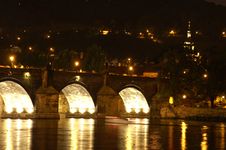 Charles Bridge At Night Royalty Free Stock Image