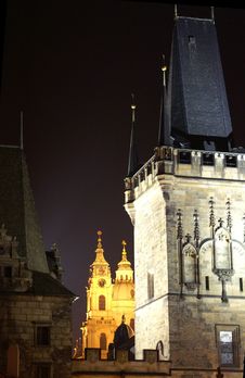 Charles Bridge Tower At Night Royalty Free Stock Images Charles Bridge Tower At Night Royalty Free Stock Images