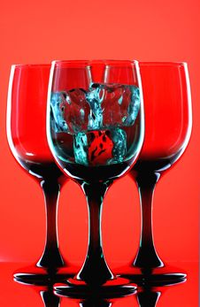 3 Glasses & 3 Ice Cubes Stock Photos 3 Glasses & 3 Ice Cubes Stock Photos