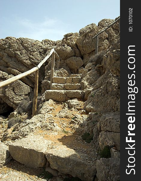 Old stone steps cut into rock. Old stone steps cut into rock