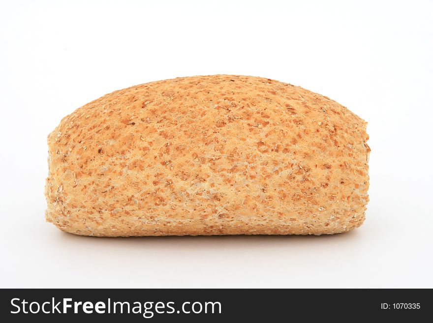 Healthy plain bread roll sandwich, close-up over white, isolated, macro, closeup, shallow dof. Healthy plain bread roll sandwich, close-up over white, isolated, macro, closeup, shallow dof