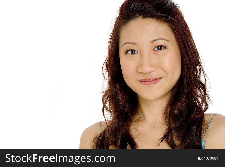 A beautiful young asian model on white background. A beautiful young asian model on white background