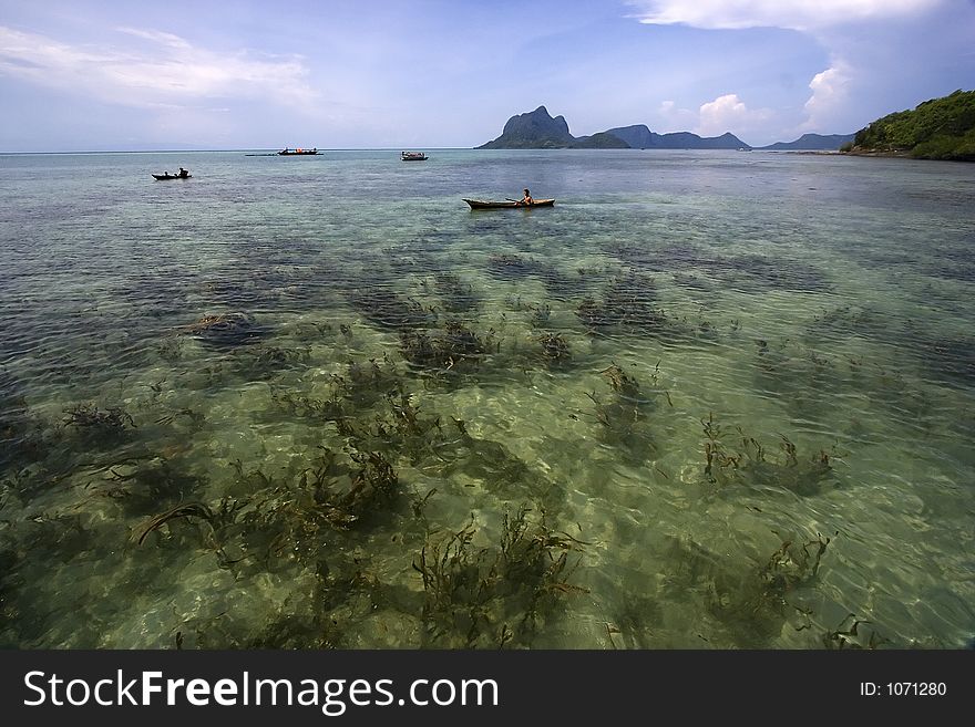 Scenic seaside view at Semporna, Sabah, Malaysia.