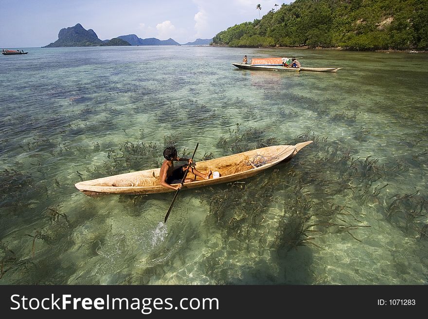 Scenic seaside view at Semporna, Sabah, Malaysia.