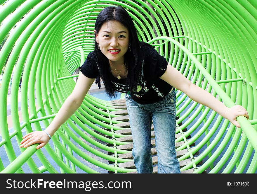 Korean Woman At The Park