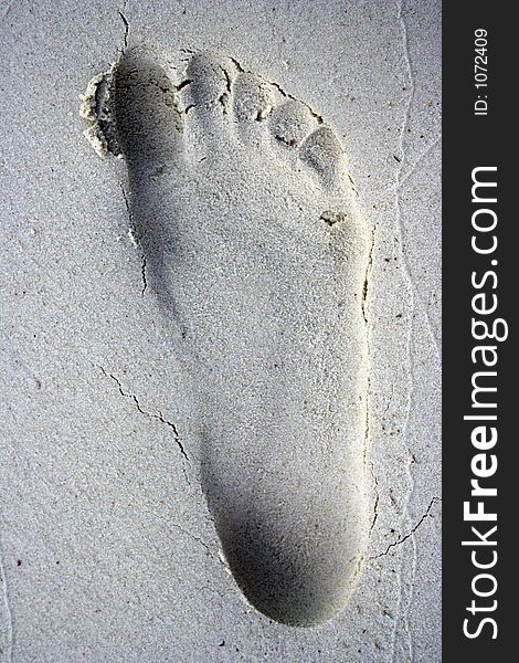 Footprint on the sand.