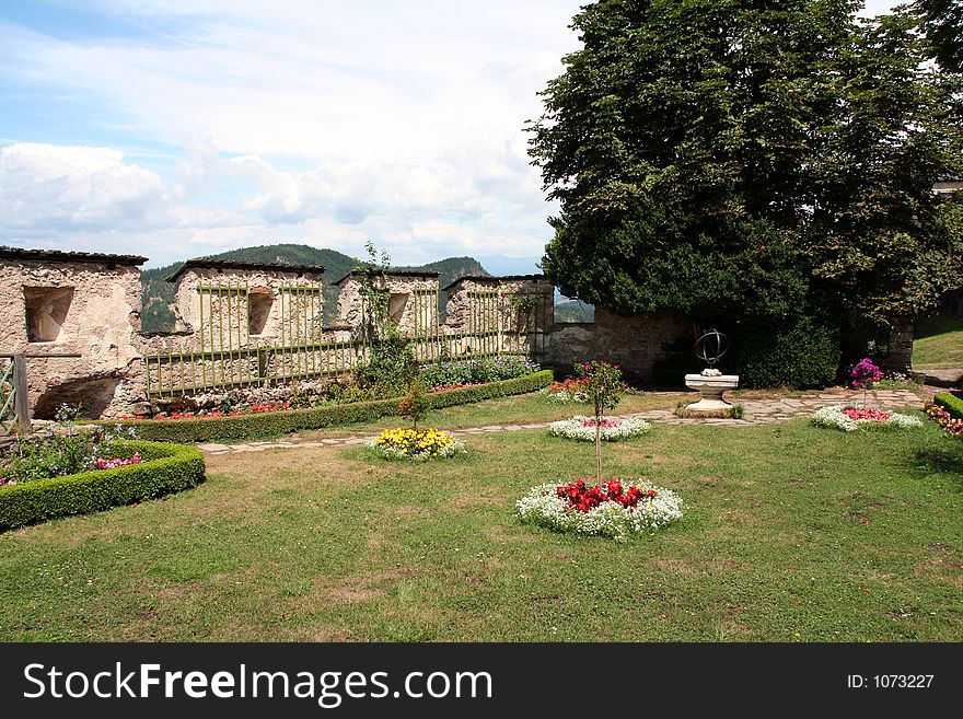 Detail of a garden inside a medieval fortress. Detail of a garden inside a medieval fortress