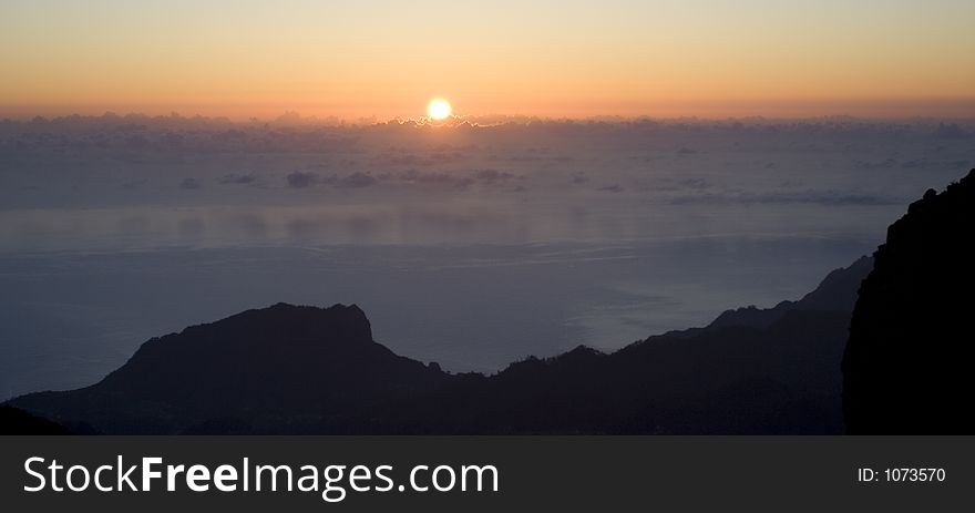 Dawn in the mountains of Madeira. Dawn in the mountains of Madeira