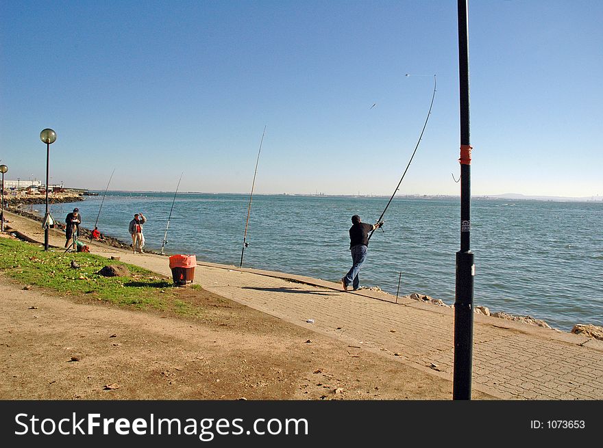 Man fishing in the Tague