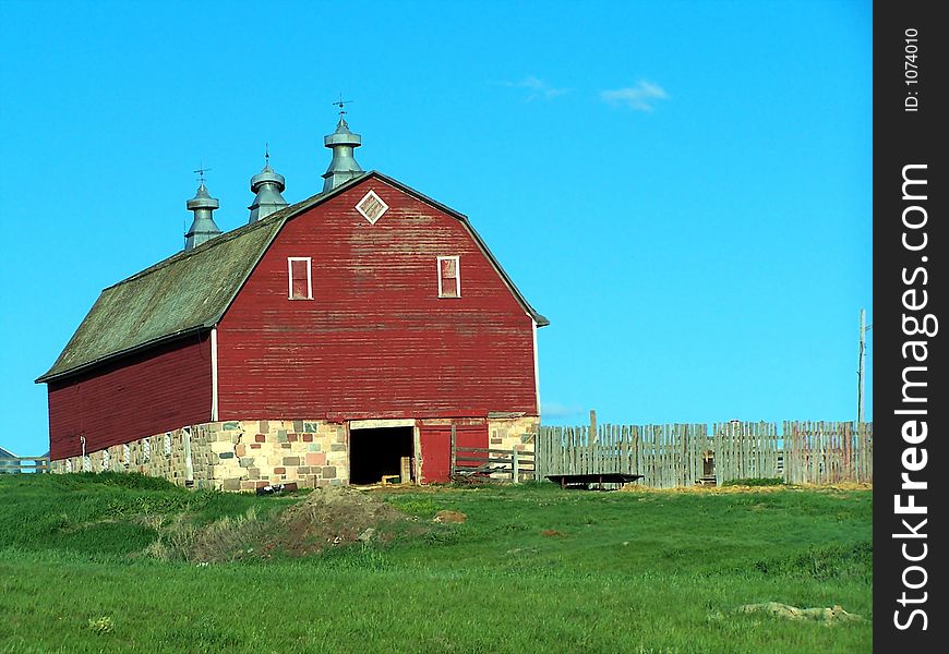 Red Barn with stone foundation