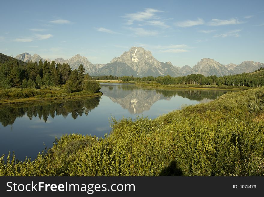 Oxbow Bend, Snake River, Mount Moran, Grand Tetons, Wyoming