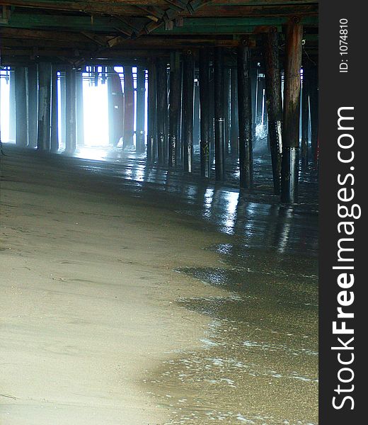 Beneath a pier in Southern California. Beneath a pier in Southern California