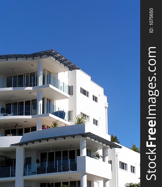 White Villa on blue sky in the tropes. White Villa on blue sky in the tropes