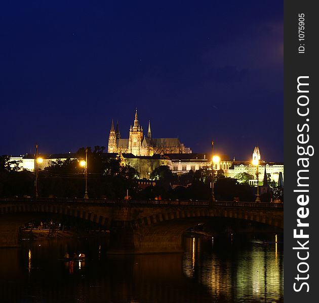 Prague castle and churches at night. Prague castle and churches at night