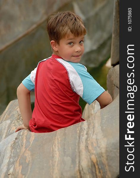 Young child portrait photographed outdoors. Young child portrait photographed outdoors