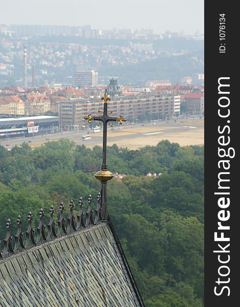 A view from st vitus cathedral  in prague. A view from st vitus cathedral  in prague