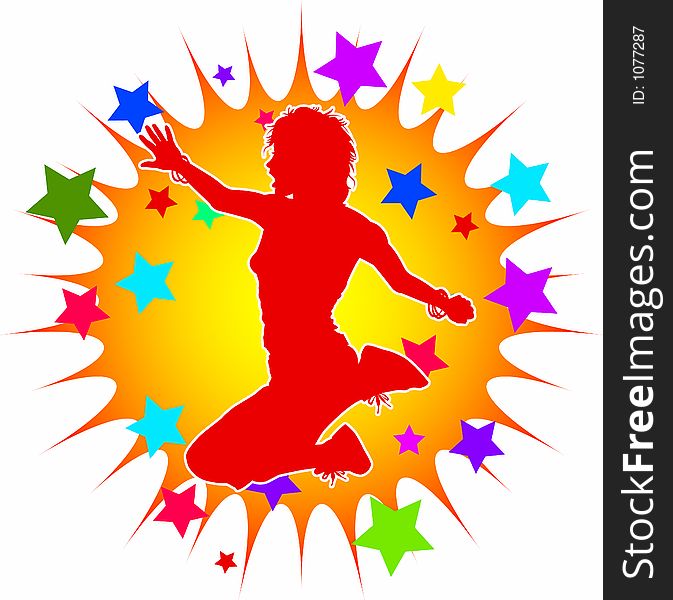 Raster silhouette graphic depicting a leaping person. Raster silhouette graphic depicting a leaping person