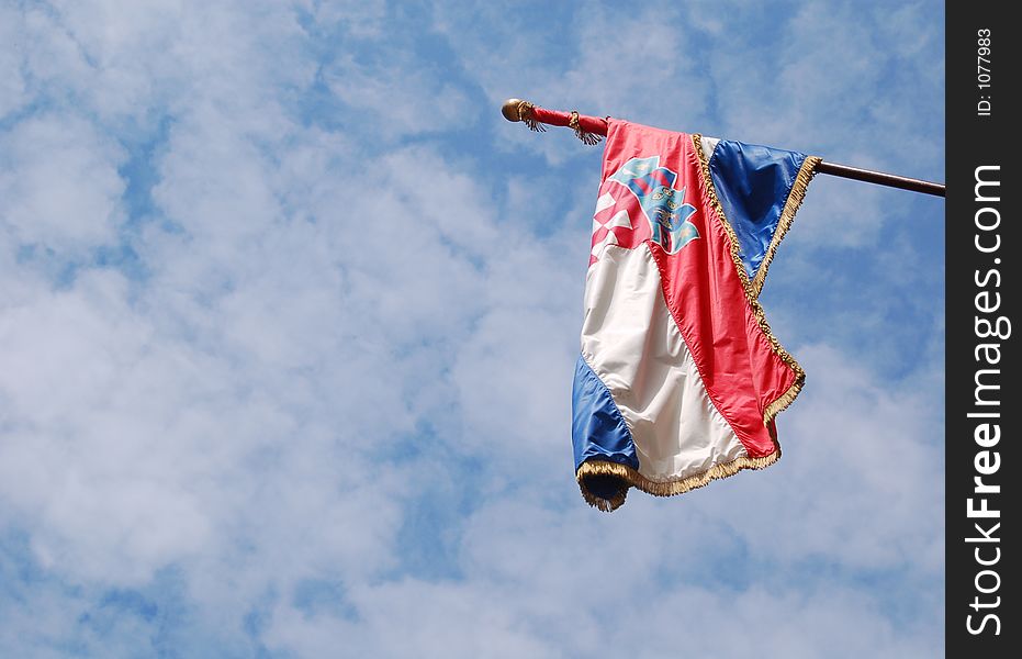 Croatian Flag On A Windy Day