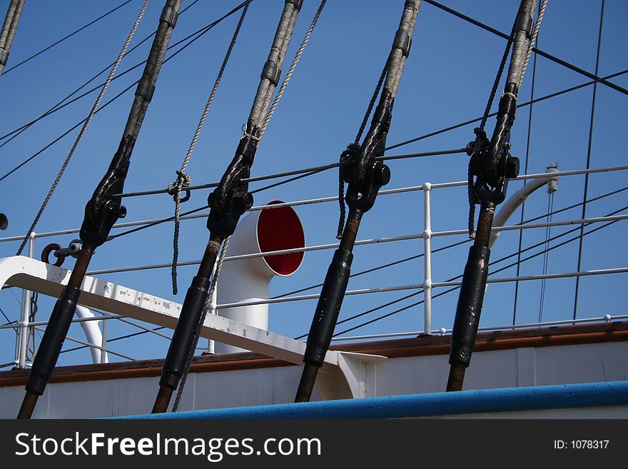 A play of lines and shapes in the sailing-ship Suomen Joutsen in Turku. A play of lines and shapes in the sailing-ship Suomen Joutsen in Turku.