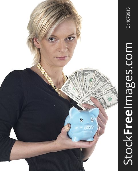 Girl with money in her hand. Girl with money in her hand