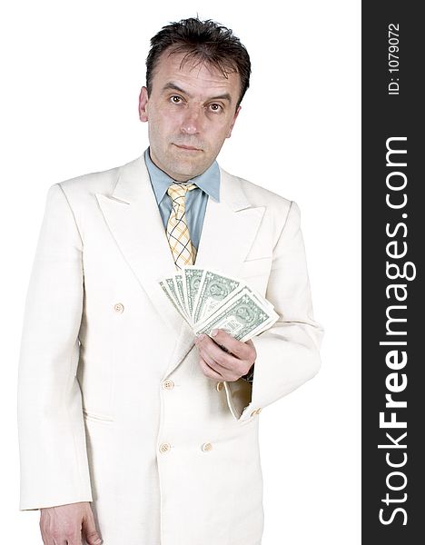 Businessman holding money. Businessman holding money