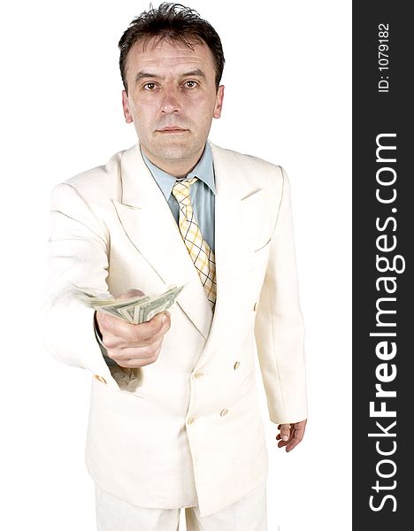 Businessman holding money. Businessman holding money