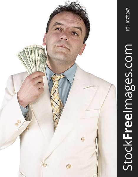 Businessman holding money. Businessman holding money