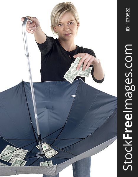 Young girl holding an umbrella. Young girl holding an umbrella