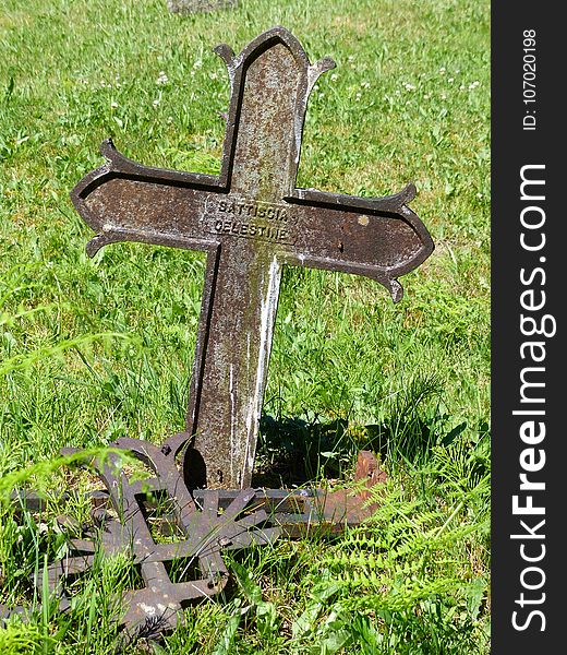 Cross, Grave, Grass, Headstone
