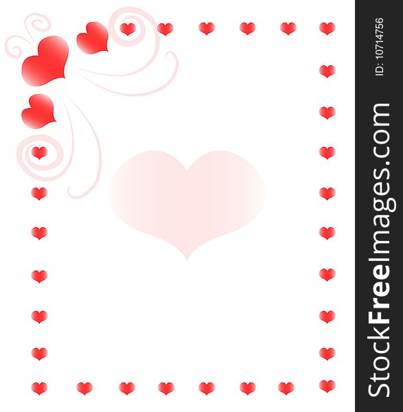 Background with hearts and swirls for romantic words. Background with hearts and swirls for romantic words