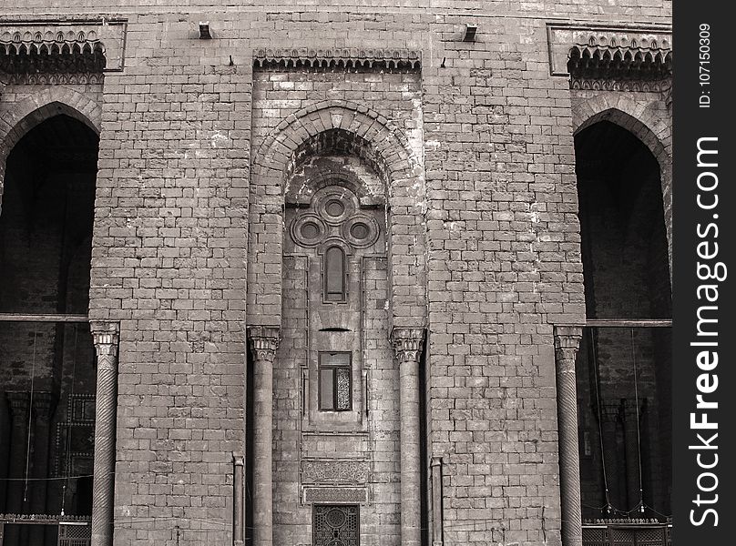 The walls of an ancient mosque in old Cairo, Egypt