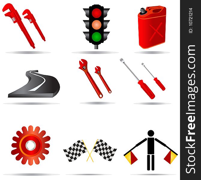 Vector illustration of nine colored transport icons. Vector illustration of nine colored transport icons.