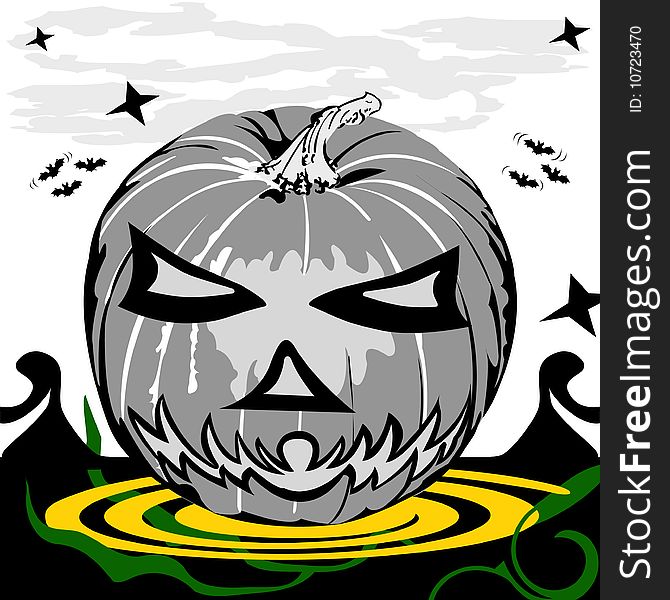 Vector illustration of a Halloween pumpkin in grunge design style. Vector illustration of a Halloween pumpkin in grunge design style.
