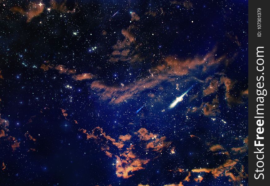 Fantasy space themed background with colorful stars and clouds. Fantasy space themed background with colorful stars and clouds.