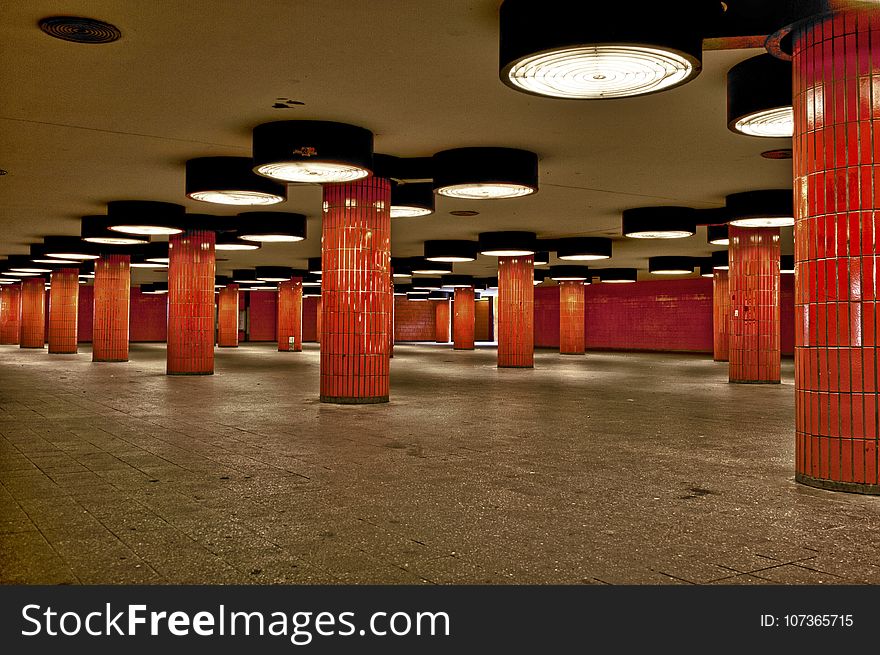 Red, Structure, Lighting, Flooring