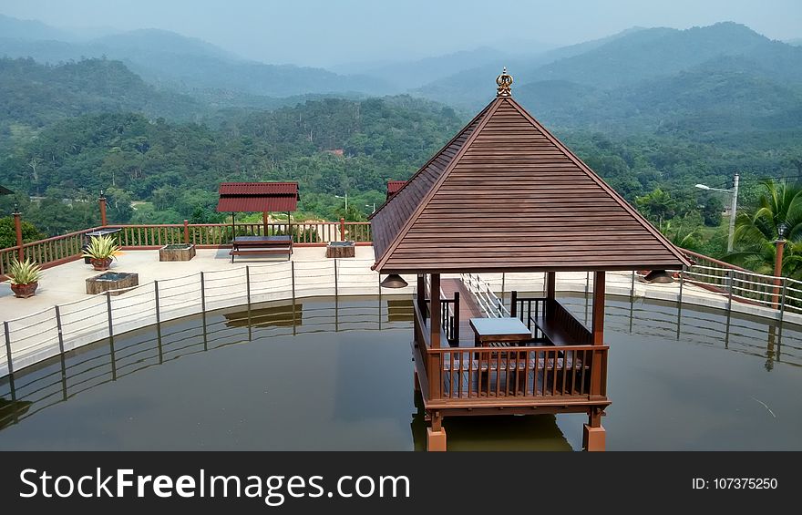 Chinese Architecture, Leisure, Reservoir, Tree