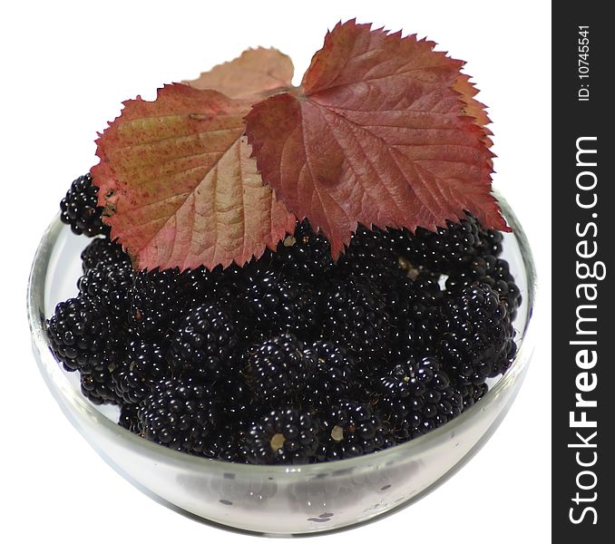 Bowl With Blackberry And Red Leaves