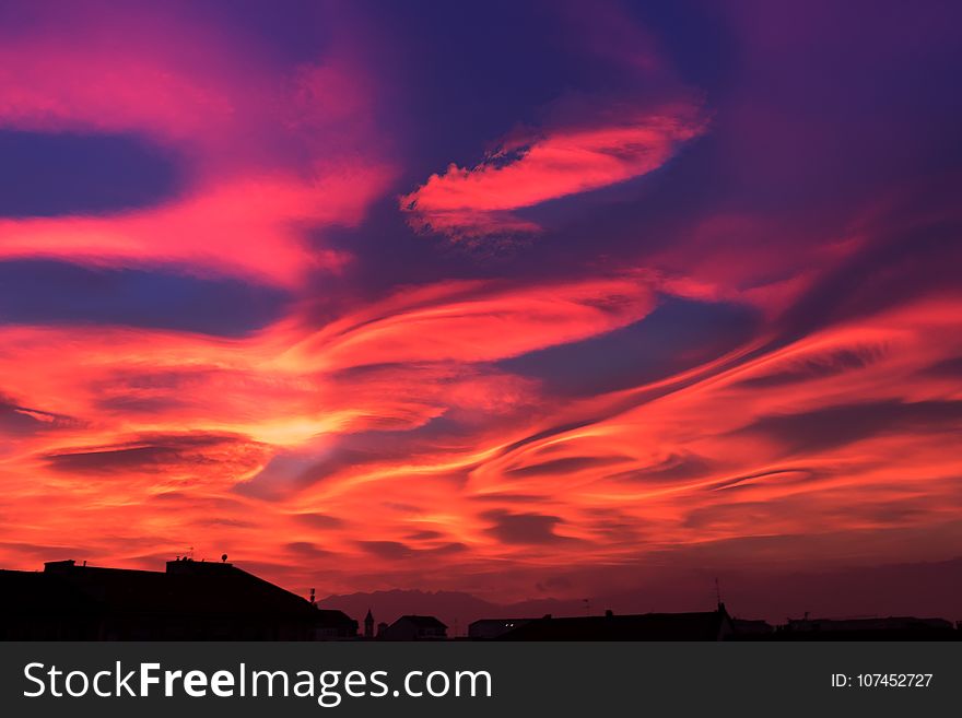 Sky, Red Sky At Morning, Afterglow, Atmosphere