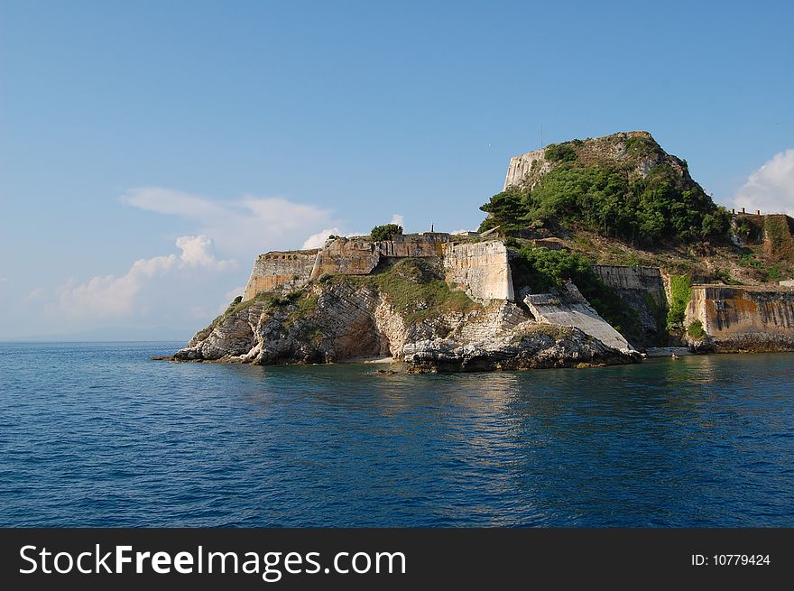 An old castle in Corfu Island(Greece). Picture taken from a both, during a small cruise!