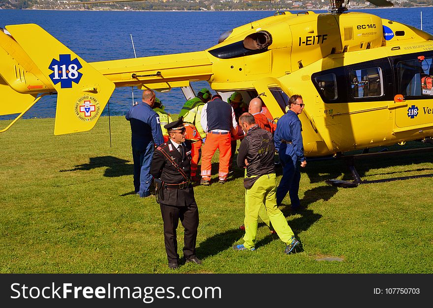 Helicopter, Yellow, Aircraft, Helicopter Rotor