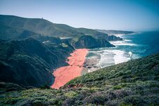 Gray Whale Cove Beach And Devils Slide Park In California Stock Image