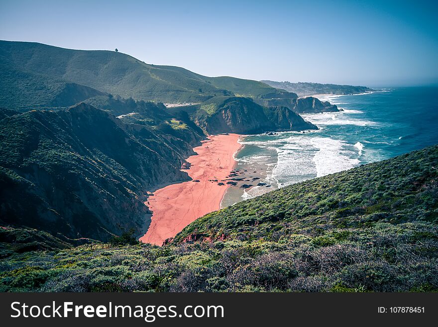 Gray whale cove beach and devils slide park in california