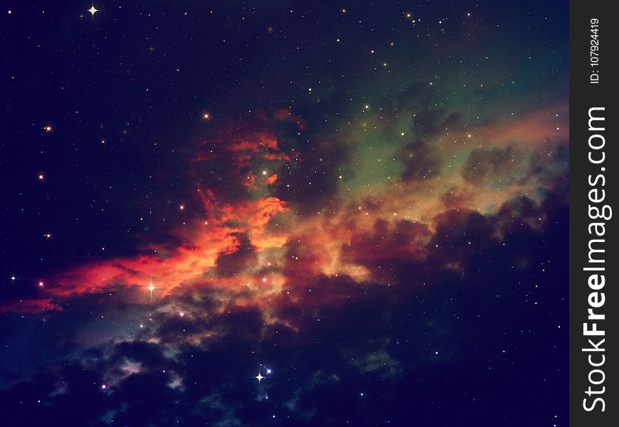 Fantasy space themed background with colorful stars and clouds. Fantasy space themed background with colorful stars and clouds.