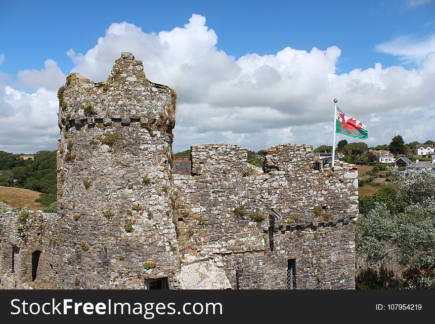 Sky, Ruins, Wall, Fortification