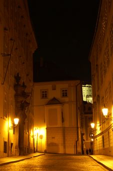 Prague Street At Night Stock Images Prague Street At Night Stock Images